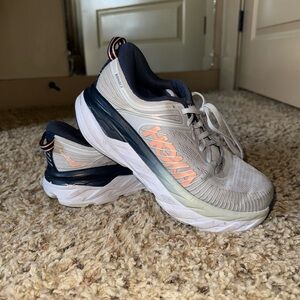 Hoka Sneakers in Gray and Navy with Orange Accents - One One